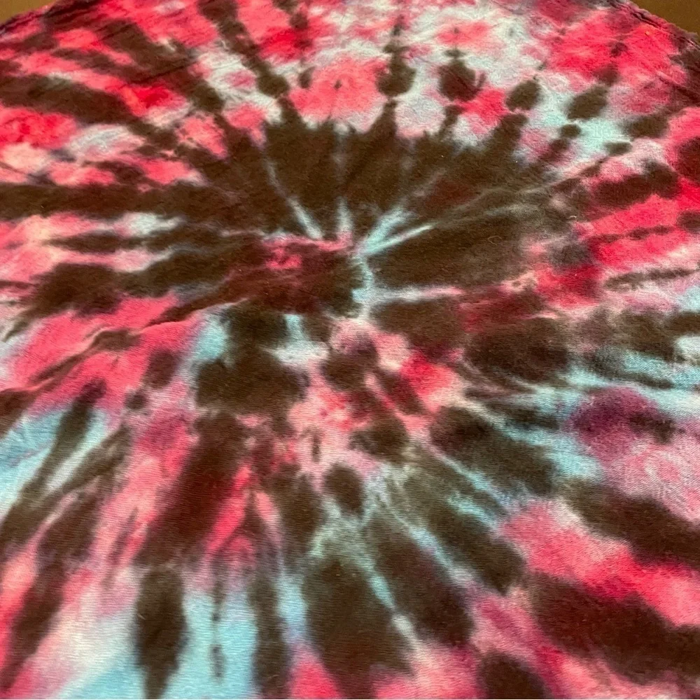 Hand tie dyed kitchen flour sack towel purple blue magenta black spiral